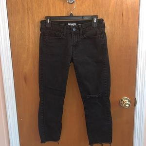 Cropped ripped black jeans